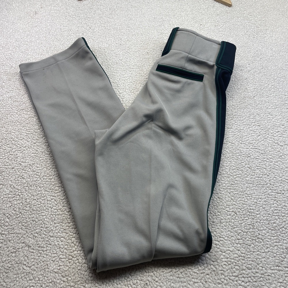 Boombah Baseball Pants Mens W30 Grey Black Green Piping Long Athletic Uniform
